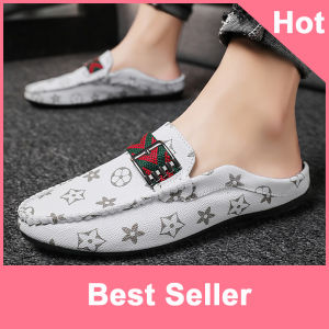 【3 Days Delivery】Korean Half Shoes for men  2021 New Fashion Half Slippers Flat Sandals Lazy Shoes Loafers for men Casual Shoes Mules for men【80% off !! One Day Only !】