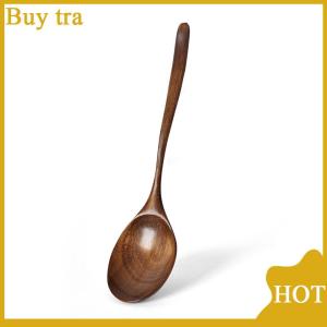 [Buytra] Spoons Wooden Soup Spoon Eco Friendly Tableware Natural Ellipse Wooden Ladle
