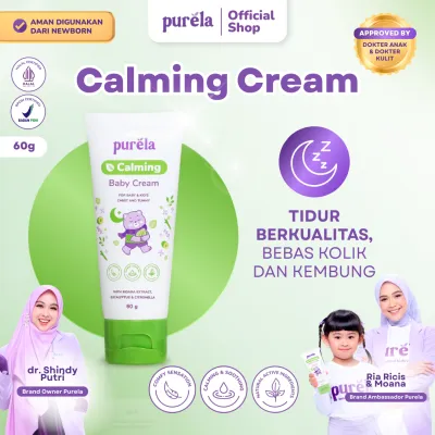 PURELA Calming Baby Cream 60gram - Natural Active Ingredients - No Parfum SLS Paraben - Memberikan Kenyamanan Melindungi serta Merawat Kulit si Kecil Bayi Sensitif