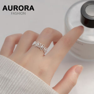AURORA Real 925 Silver Temperament Flowers Adjustable Ring Jewelry RS925-10