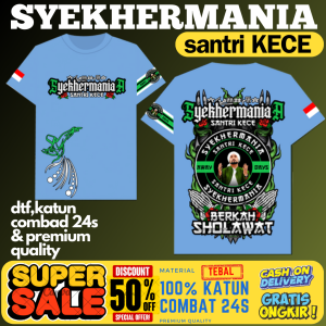 (SMA07)KAOS MAJELIS SYEKHERMANIA"SANTRI KECE"LENGAN PENDEK UKURAN ANAK DAN DEWASA"FREE STIKER"