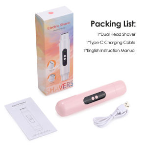 Electric Shaver for Women Epilator Trimmer 2-in-1 Dual-Head Body Hair Removal IPX7 Waterproof Rechargeable Electric Shaver Painless Detachable Head Portable Legs Bikini Hair Trimmer Wet Dry Use