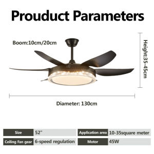 GREEN WIND 52 Inch DC Ceiling Fan With Light Remote Control Led Ceiling Lights