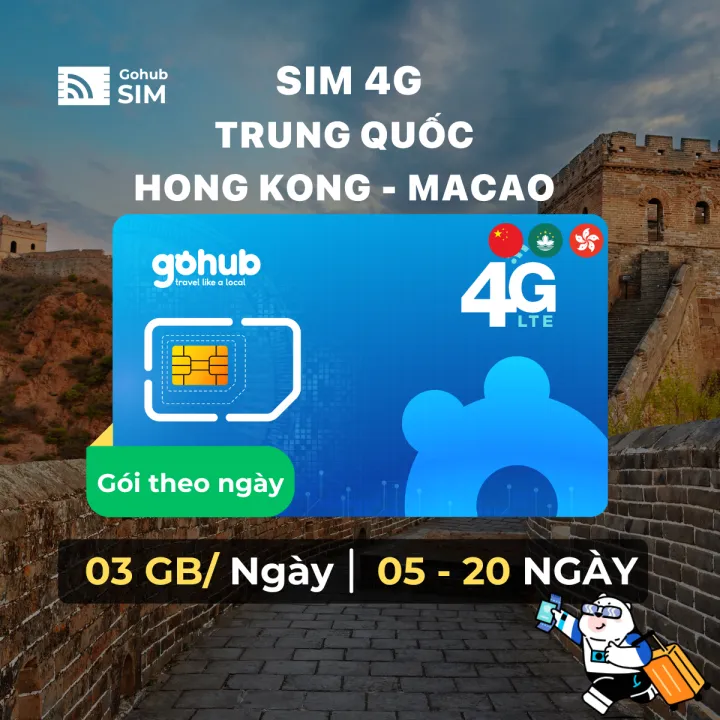 SIM 4G du lịch Trung Quốc, Hong Kong, Macao - Gói theo ngày (05 - 30 ...