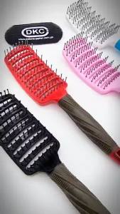 DKC Curved Vent Brush Detangle Styling Hair Brush Nylon Bristles Anti Slip Rubber HandleWet and Dry