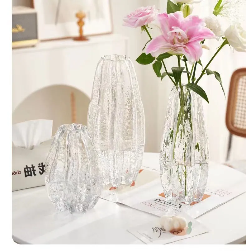 Clear Glass Bag Vase Unique Purse Flower Vase Handmade Bubble Fish