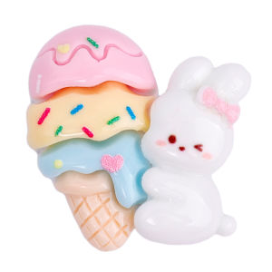 5Pcs New Cute Mini Cartoon Bright Rabbit Candy Ice Cream Resin Scrapbook Diy Jewelry Wedding Hairpin Decorate Accessories