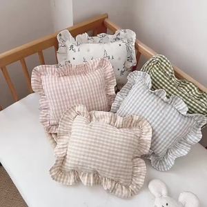 Custom Name Nordic Style Cotton Baby Small Pillow 28x34cm with Ruffles Kids Cushion Baby Newborn Bedding Pillows Cushions Room2026