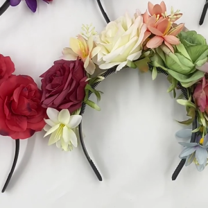 Delicate Simulated Flower&Skull Hairband Thin Side Hairband Simulated Flower Shape Headband for Girls Halloween Hairband