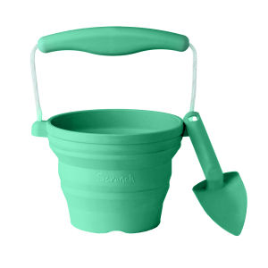 Silicon Foldable and Collapsible Seeding Pot + Trowel for Kids - Available in 11 Colors - Perfect for Seedlings and Beach Fun - Made of 100% Safe Soft Silicone with Easy Grip Handle and Rope Handles
