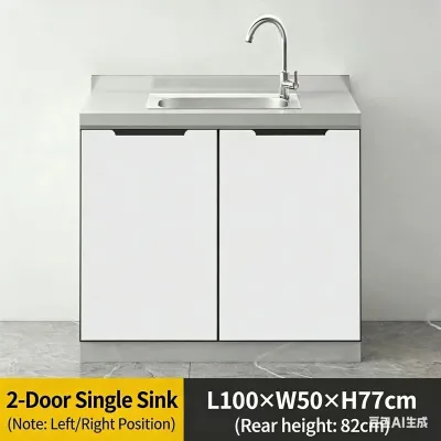 24 hours delivery Stainless Steel Kitchen Sink Cabinet Set Simple Gas Stove Storage Cabinet(COD)