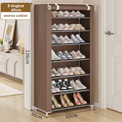 Rak Sepatu Kain Portable Susun 10 Susun Anti Debu Multifungsi Shoes Rack Lemari Serbaguna