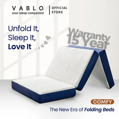 Vablo Comfy Kasur Lipat 3 Trifold - Free Tas - GARANSI 15 Tahun - Rebounded Foam - Ultra Soft - Anti Slip