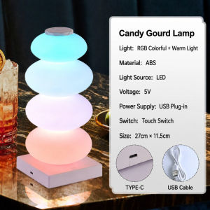 Multicolor LED Table Lamp Rechargeable Gourd-Shaped String Table Lamp Indoor Decor Ambient Lighting