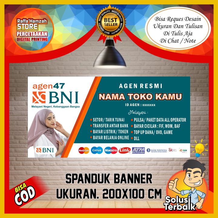 Spanduk, Banner Agen BNI Link ukuran 200x100 cm