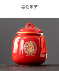 Hũ sứ chum đỏ sang trọng dùng để đựng trà