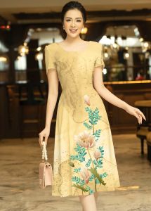 Vải Lụa Gto In Hoa Dày Đẹp Láng Rũ Mềm Mượt Giãn Nhẹ 2c - May Váy Đầm