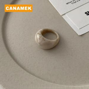 【CANAMEK】 Resin Acrylic Irregular Ring Set 1 3Pcs Colorful Geometric Fashion Accessory Women Girls Everyday Outfit Event Use