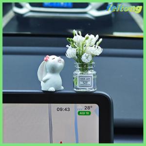 【feitong】🚕🚕【HOT SALE】 1 Set New Car Healing Doll Ornaments Cute Mini Vase And Rabbit Car Center Console Window Decoration