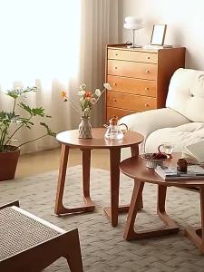 Solid Wood Cerise Coffee Table Small Apartment Minimalist Side Table Dining Table Living Room Balcony Home Silent round Table Tea Table