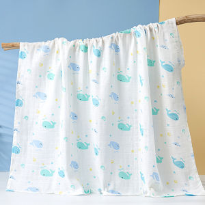 Chăn Quấn Trẻ Em Hai Lớp Vải Muslin 100% Cotton Thiết Kế In Họa Tiết VREN 120X110CM Cho Trẻ Sơ Sinh
