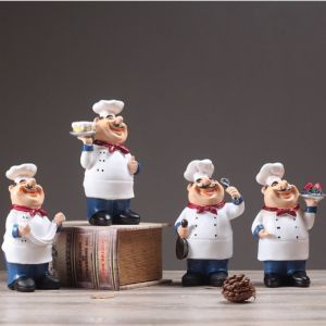 SIRENXI Mô phỏng Tượng nhựa đầu bếp tiệm bánh mì rustic Thủ công mỹ nghệ Mô hình Tượng Nhựa Đầu Bếp Tác phẩm điêu khắc Màn hình hiển thị Trang trí cửa hàng bánh Farmhouse Quà sinh nhật cho trẻ em