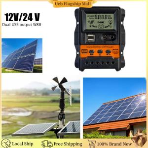[Ueb Flagship Mall]Dual USB LCD Solar Charge Controller 12V 24V Solar Panel Regulator (30A)
