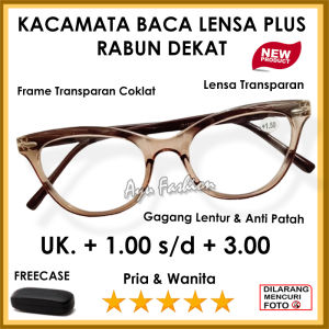 NEW - Free Case - Kacamata Baca Lensa Plus Pria Dan Wanita Dewasa - Ready Ukuran (+)1.00 s/d +3.00 - Engsel Per Gagang Lentur - Model Kekinian