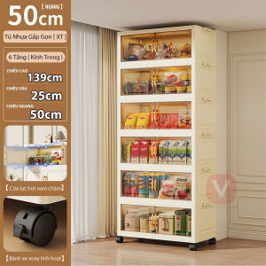 Tủ Đựng Quần Áo Gấp Gọn Tủ Nhựa V-BABY XT50 Lắp Ghép Nhiều Tầng Đa Năng Có Bánh Xe Xoay 360 Độ