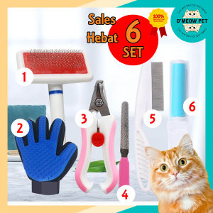 Set 6 Item Pet Comb Cat Grooming  Hair Fur Removal Glove Cutter Nail Comb Combo Set