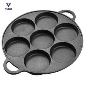 7 Hole Skillet Omelet Pan Iron Non-Stick Kitchen Cooking Ham Pan Egg Pie Frying Takoyaki Pan Eggs Cooking Pan Burger for Gas Stove Induction [Vodool Shophouse]