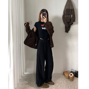 ＜1207＞  Nantao Polar Fleece Soft Glutinous Casual Sweatpants Women 2024 New Autumn and Winter Fleece-lined Warm Ankle Banded Pants Wide-Leg Trousers
