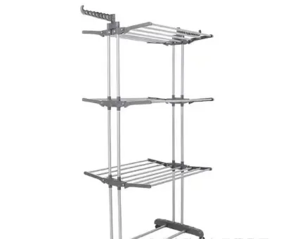 [Flash Deal] Three-layer Clothing Storage Racks Clothes Drying Folding Wing Adjustable Wardrobe