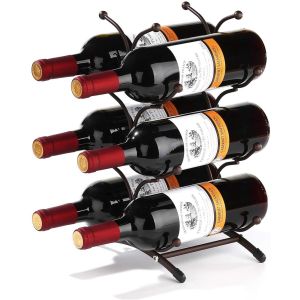 6 Bottles Wine Holder/Wine Racks/Brown Metal Wine Shelf/Tabletop Wine Storage Holders Stands for Home Decor & Kitchen Storage Rack Bar Wine Party