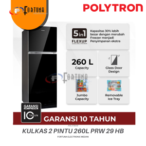 KULKAS POLYTRON 2 Pintu Flexup 5in1 PRW 29HB KULKAS JUMBO 260 LITER PRW 29 HB || MEDAN FREE ONGKIR