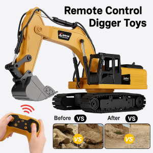Large Remote Control Excavator Toy Excavator Dump Trucks Bulldozer For Boys Kids Christmas Gifts