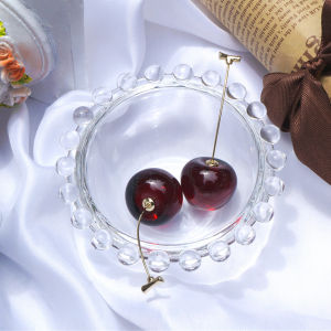 1Pair Korean Style Cute Fruit Fashion Long Ear Nail Temperament Cherry Earrings for Women
