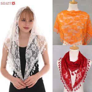 🚚【Local Express Delivery】🚚 Triangle Veil Scarf Blended Jacquard Rose Shawls For Women Muslim Church Prayer Wedding Shawls Headband