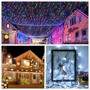 12M 100LEDs Solar Christmas Lights Outdoor Waterproof Garden Decoration Cherry Blossom Lights for Courtyard Holiday Party Decoration
