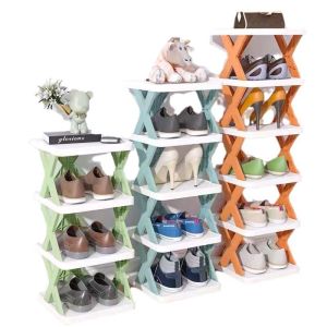 Rak Sepatu Plastik 4 Susun - Tempat Sandal Serbaguna Desain X Modern