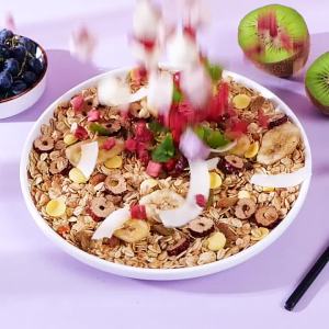 LZD  Processed Yogurt Fruit Grain Cereal Frozen Dried Strawberry Cereal Baking Fruit Oatmeal 255g Bag Eat Dry Labeling