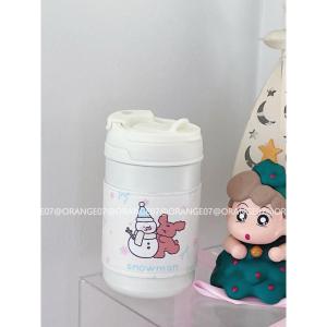 แก้วเก็บความเย็น แก้วเก็บอุณหภูมิ ตุ๊กตาหิมะคริสต์มาส มีฝาและหลอดให้ ขนาด500ml เก็บความอุ่นได้8-9ชม พร้อมส่งไทย