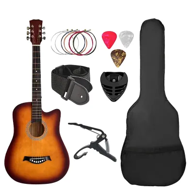 38 Inch Beginners Practice Students Guitar Acoustic Guitar for Beginner with Accessories
