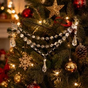 RUUANY Transparent Christmas Decorations 3 Layer Acrylic Crystals Hanging Ornaments Festive Ornament Snow Icicle Christmas Tree Ornaments Christmas Decoration