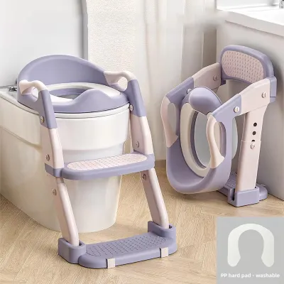 【Local Delivery】Foldable Baby Toilet Seat Kids Toilet With Adjustable Ladder Child Potty Toilet Trainer Seat With Safety Handle Coach Seat Auxiliary Toilet Ladder Supplies Potty Trainer Toilet For Kids Potty Trainer For Baby