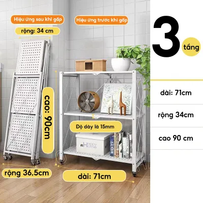 MIKI Kệ Gấp Gọn KỆ BẾP để lò vi sóng Để Đồ Đa Năng 3/4/5 tầng sơn tĩnh điện cao cấp