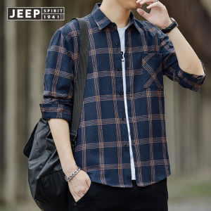 Jeep Spirit mùa thu dài tay áo sơ mi kẻ ô nam hợp thời trang phong cách Hàn Quốc thường ngày tất cả các quần áo phù hợp áo sọc