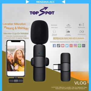 Mic Clip On Wireless Lavalier Microphone for Iphone and Android Smartphone Microphone Kerah Mikrofon Nirkabel MINI Live Mikrofon Mikrofon Perekaman Video