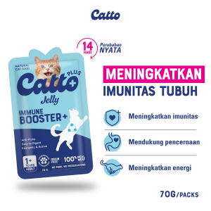 Catto Makanan Kucing Dewasa - Immune Booster+ 70 gr | Natural Jelly Wet Cat Food | Daging Natural