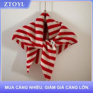 【ZTOYL】 Hàn Quốc Phong Cách Sọc Rắn Màu Len Dệt Kim Tam Giác Nhỏ Khăn Choàng Khăn Headscarf Dệt Kim Khăn Đa Chức Năng Ấm Khăn